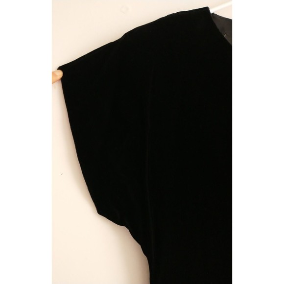 VTG Samantha Black Velvet Velour Sheath Dress 6 Tiered Ruffle Drop Waist Preppy - Picture 3 of 10